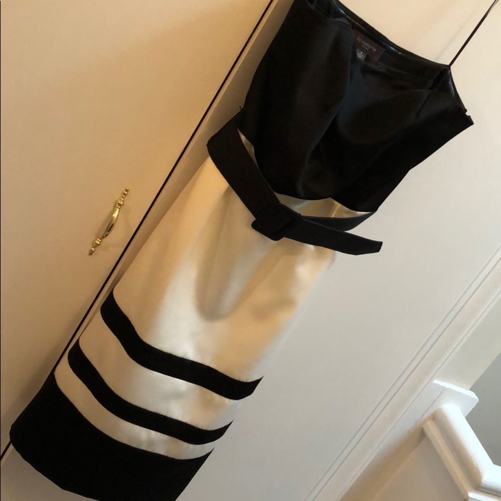 Strapless black & cream cocktail dress
